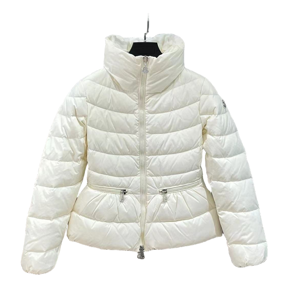 Moncler Drawstring-Waist Stand-Collar Puffer – Ivory | Waist & Collar | Premium Down