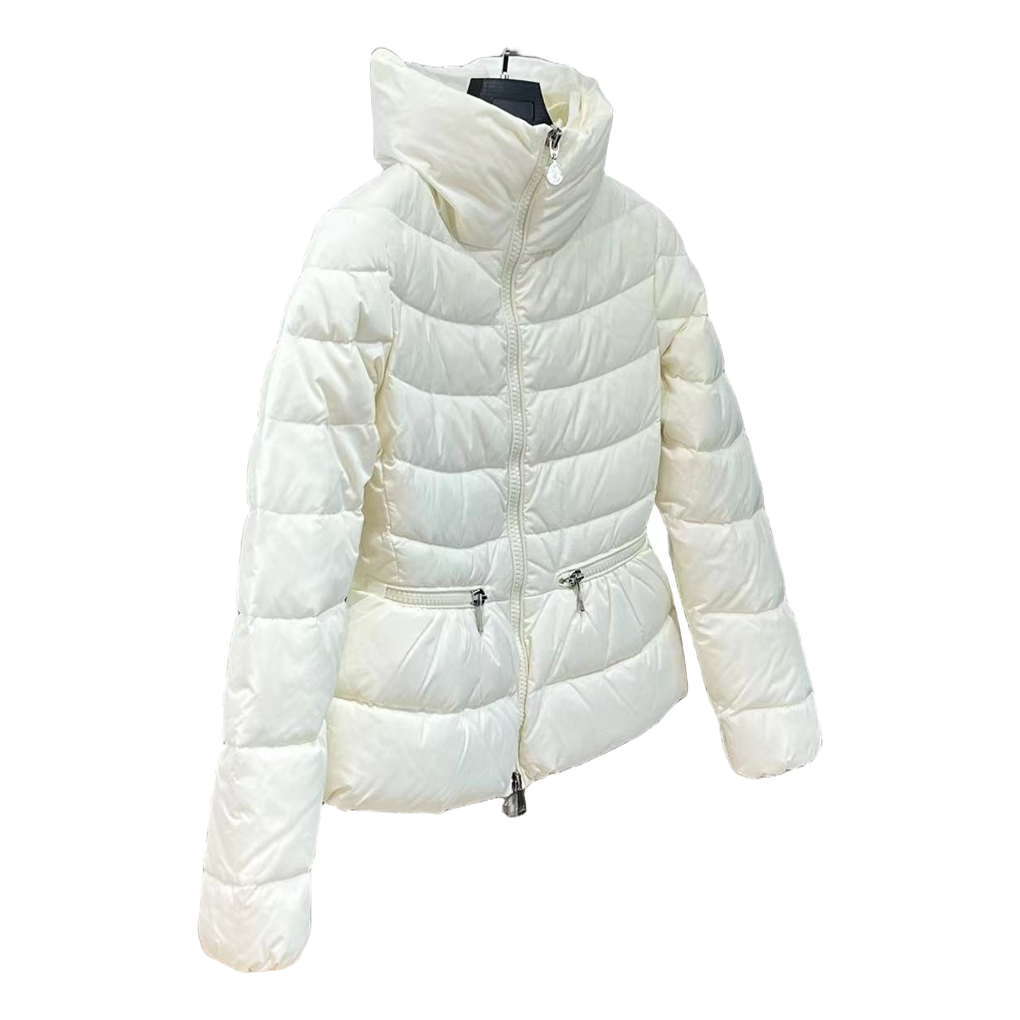 Moncler Drawstring-Waist Stand-Collar Puffer – Ivory | Waist & Collar | Premium Down