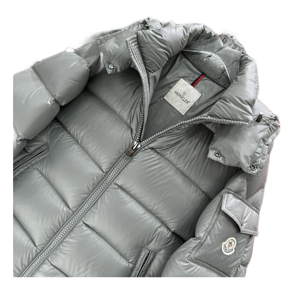 Moncler Maya Hooded Puffer – Gray | Premium Down