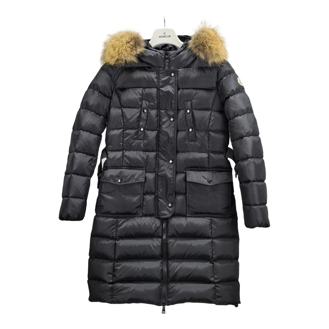Moncler Four-Pocket Fur-Trim Hooded Long Puffer – Black | Utility Luxury | Premium Down