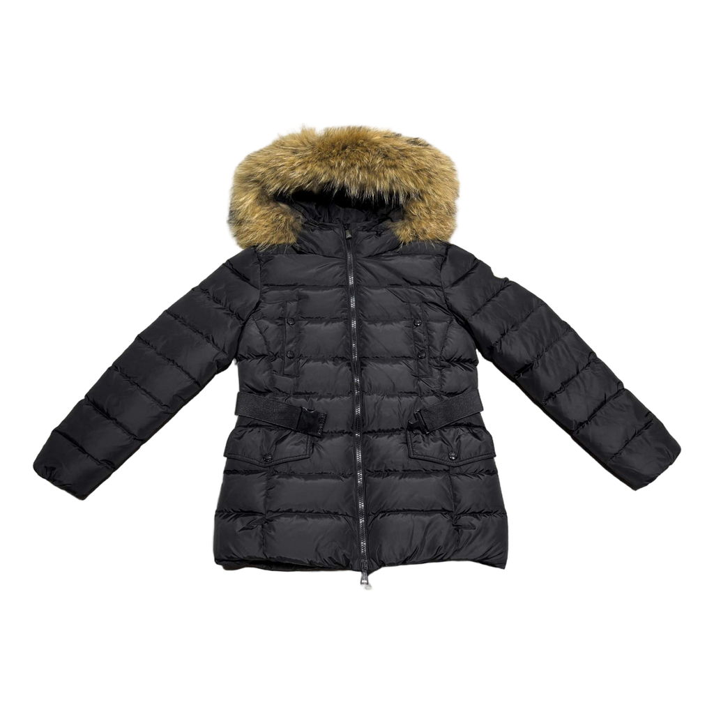 Moncler Four-Pocket Belted Fur-Trim Puffer – Black | Belted & Fur Trim | Premium Down