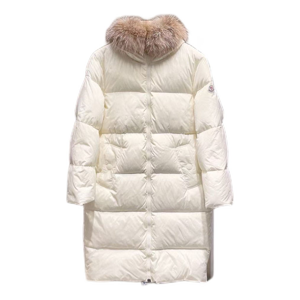 Moncler Marrionnier Long Puffer Coat – Ivory | Premium Down