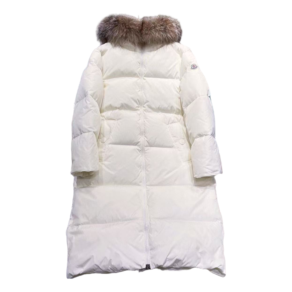 Moncler Marrionnier Long Puffer Coat – Ivory | Premium Down