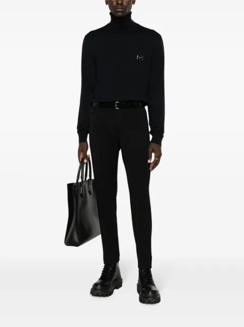 Dolce & Gabbana logo-patch roll-neck jumper