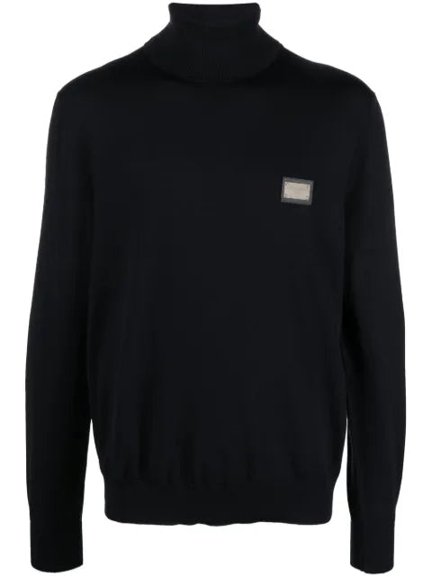 Dolce & Gabbana logo-patch roll-neck jumper