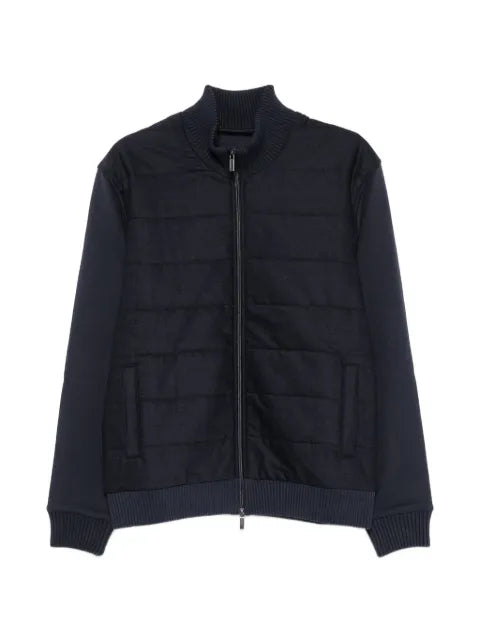 Fay quilted-panel zip-up sweater