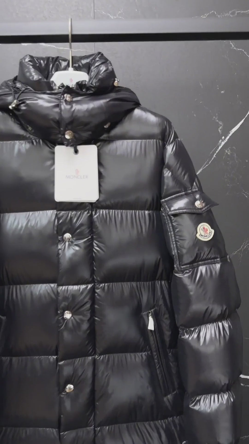 Moncler Hanoverian Glossy Hooded Long Puffer Coat – Premium Down | High-Shine