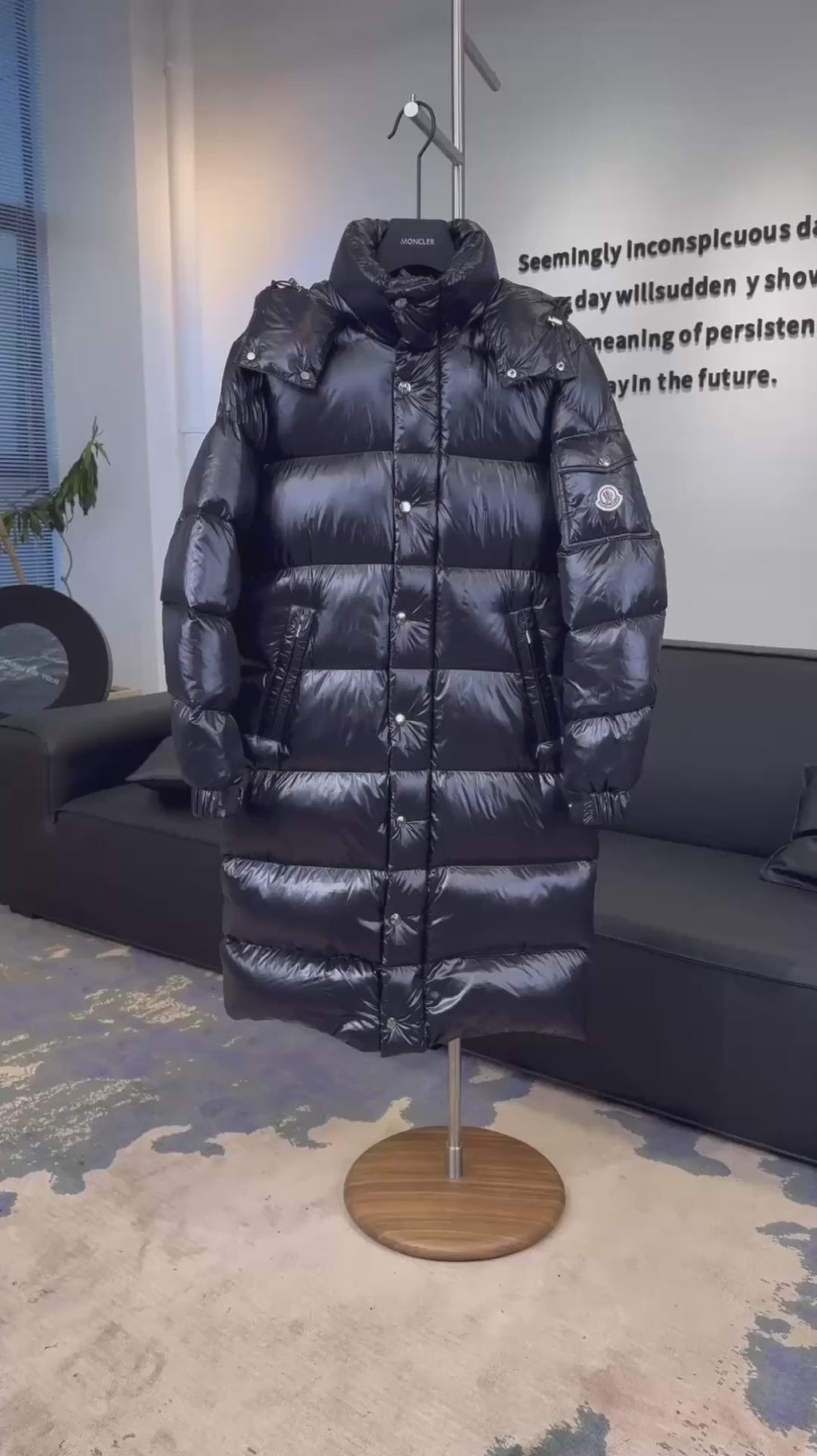 Moncler Hanoverian Glossy Hooded Long Puffer Coat – Premium Down | High-Shine