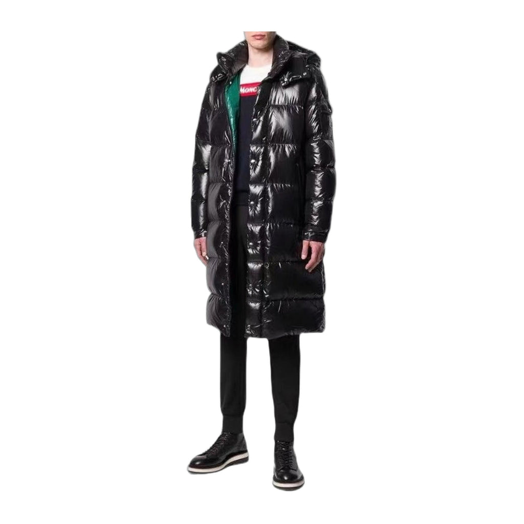 Moncler Hanoverian Glossy Hooded Long Puffer Coat – Premium Down | High-Shine
