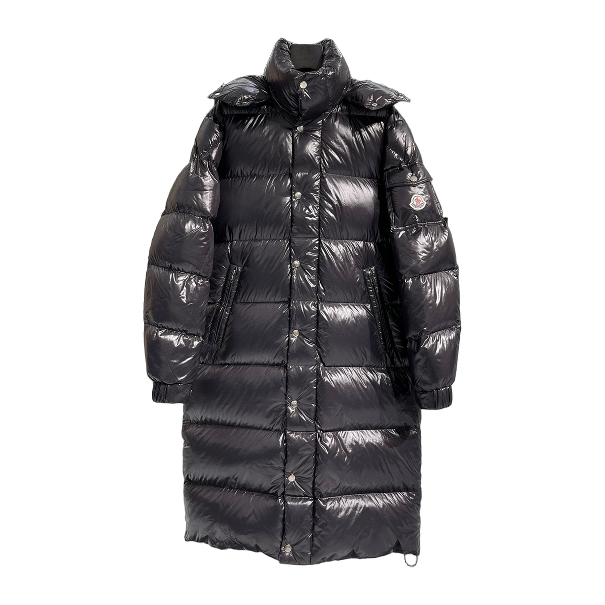 Moncler Hanoverian Glossy Hooded Long Puffer Coat – Premium Down | High-Shine