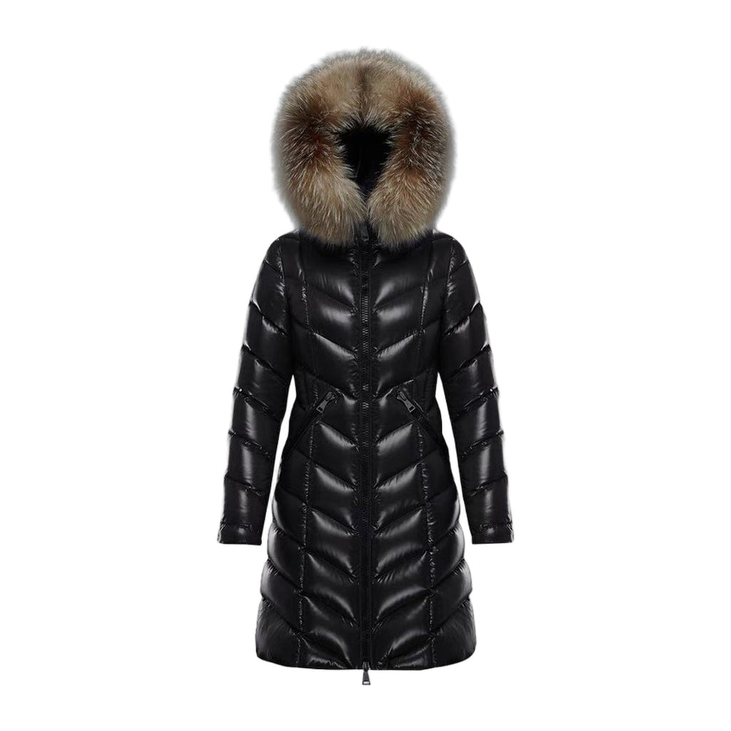 Moncler Fulmarus Chevron-Quilted Fur-Trim Long Coat – Premium Down | Chevron & Fur