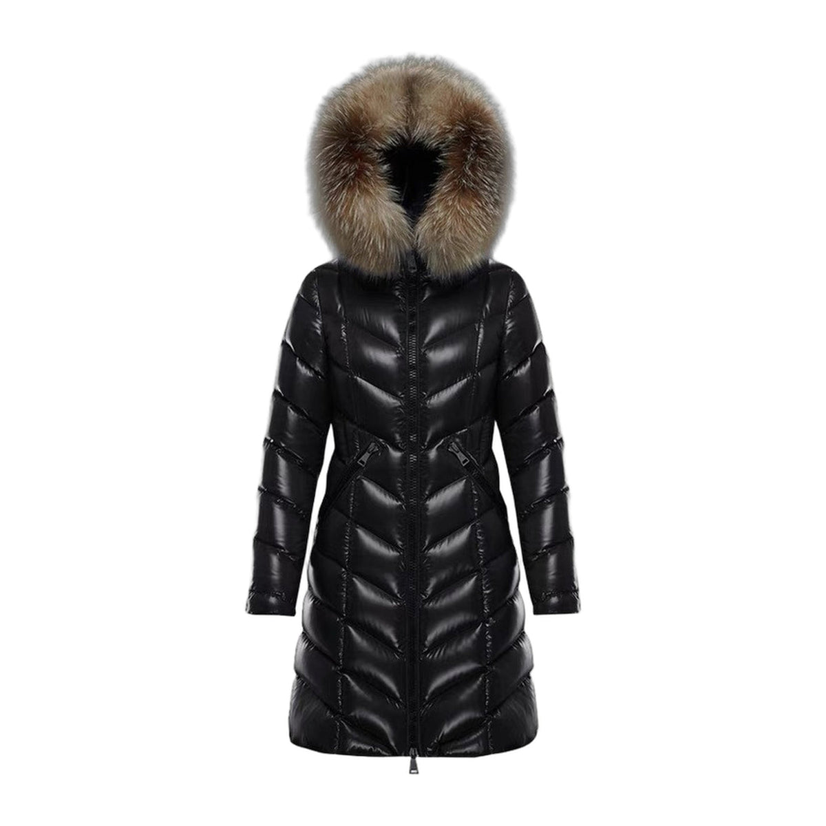 Moncler Fulmarus Chevron-Quilted Fur-Trim Long Coat – Premium Down | Chevron & Fur