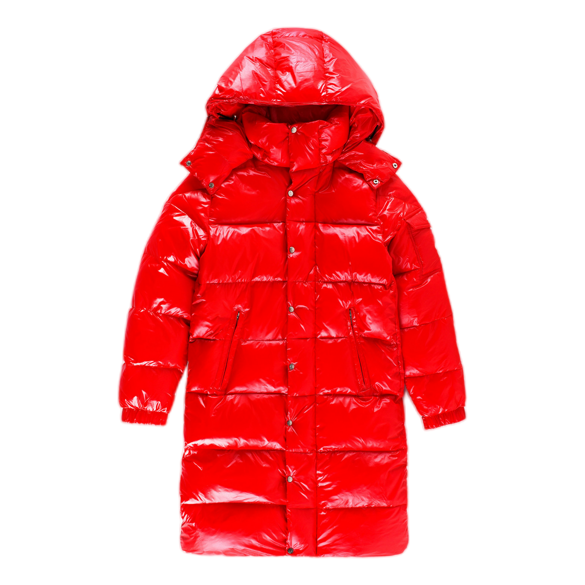 Moncler Hanoverian Glossy Hooded Long Puffer Coat – Red | Premium Down