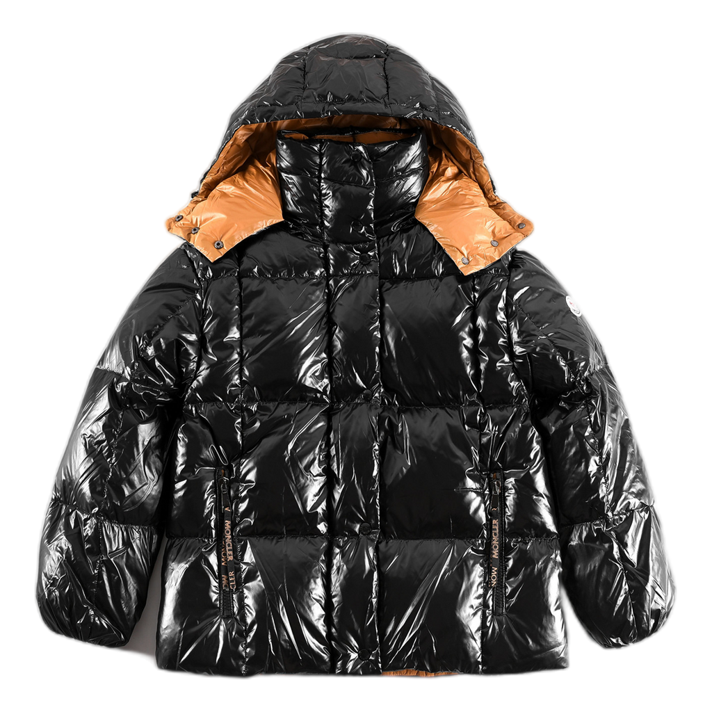 Moncler Copper-Lined Glossy Short Puffer – Black | Copper Lining | Glossy Shell