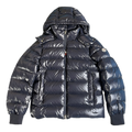 Moncler Glossy Logo-Zip Hooded Puffer – Navy | Premium Down