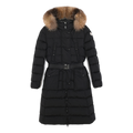 Moncler Khloe Belted Fur-Trim Hooded Long Coat – Black | Premium Down