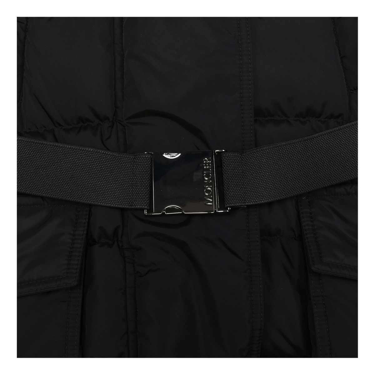 Moncler Khloe Belted Fur-Trim Hooded Long Coat – Black | Premium Down