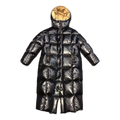 Moncler Gold-Lined Glossy Long Puffer Coat – Black | Gold Interior