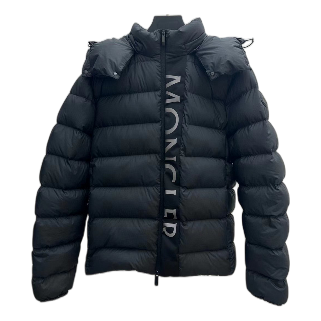 Moncler Vertical-Logo Snap-Front Puffer – Black | Premium Down