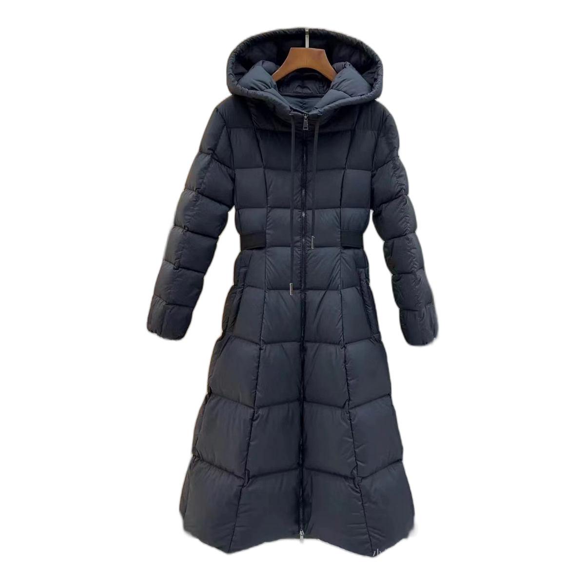 Moncler Drawstring-Hood Fitted Long Puffer – Black | Fitted Long | Drawstring Hood