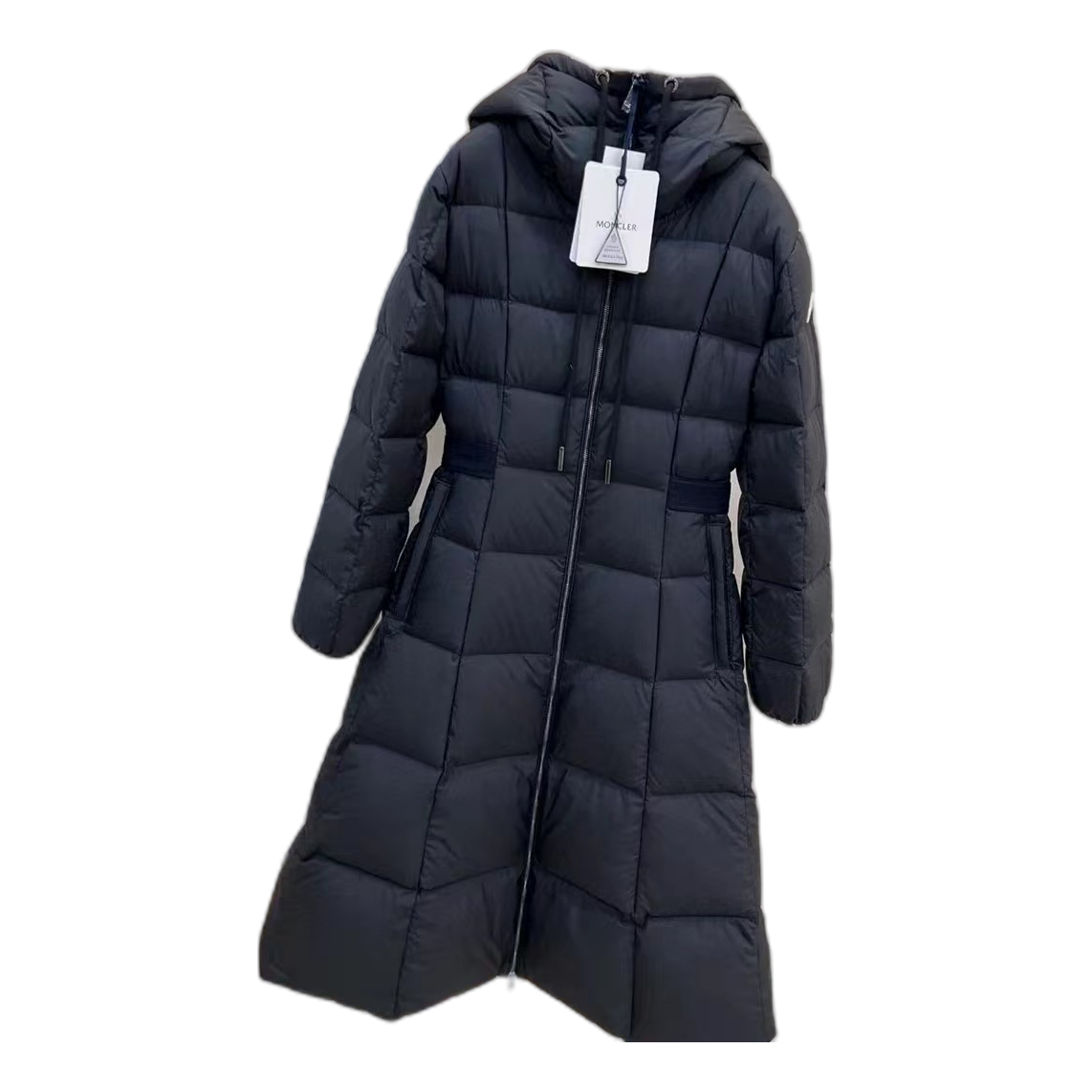 Moncler Drawstring-Hood Fitted Long Puffer – Black | Fitted Long | Drawstring Hood