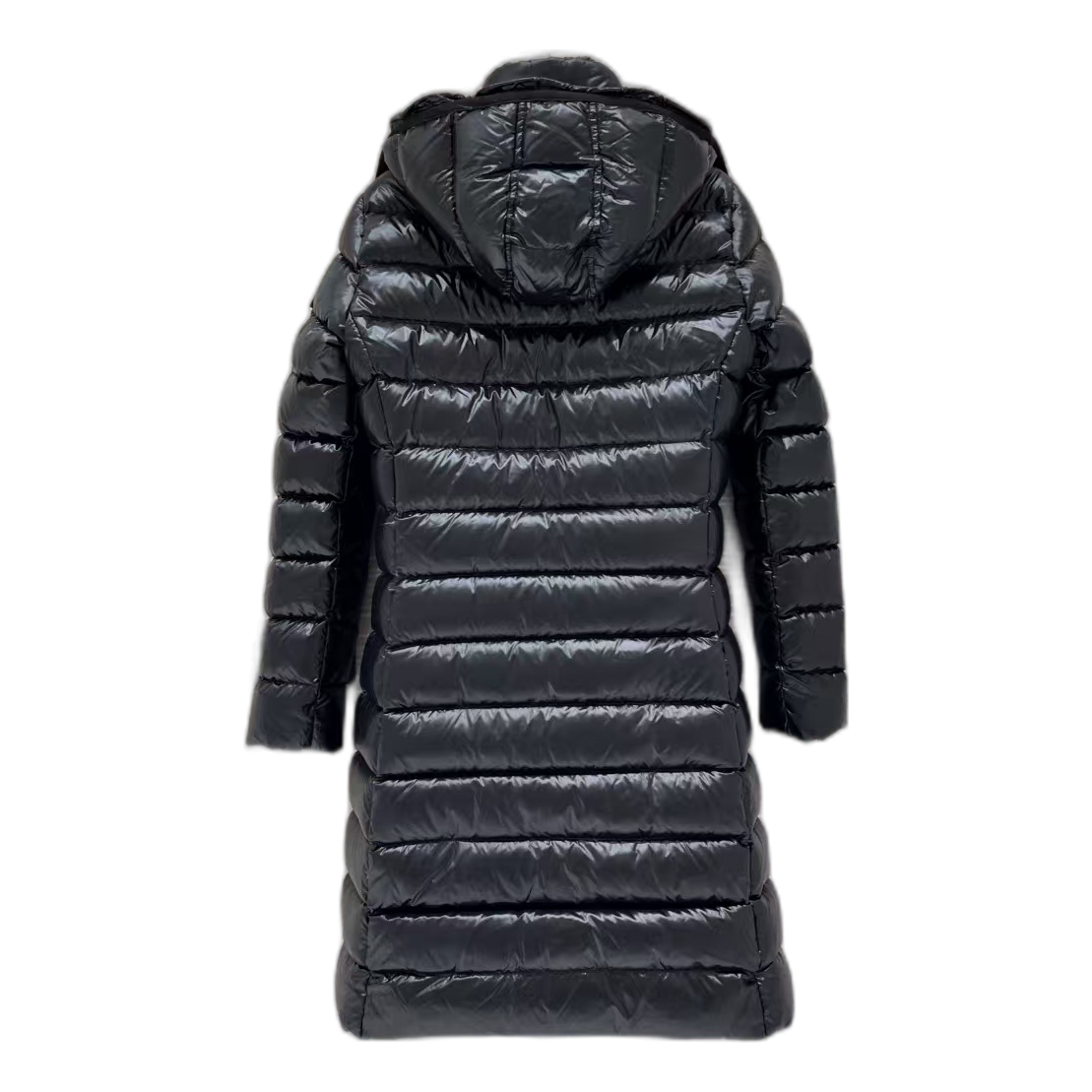 Moncler Narrow-Quilt Fur-Trim Hooded Long Puffer Coat – Black | Premium Down