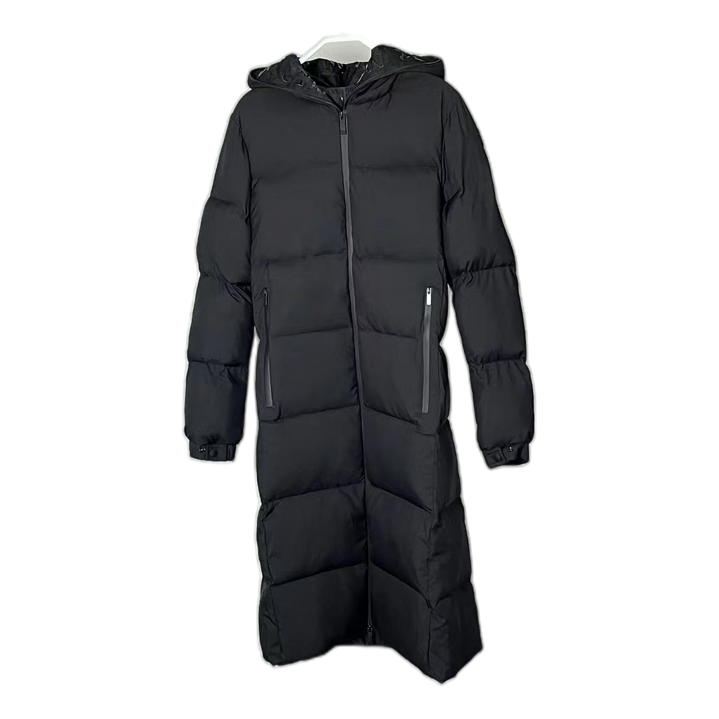 Moncler Matte Zip-Front Hooded Long Puffer Coat – Black | Premium Down