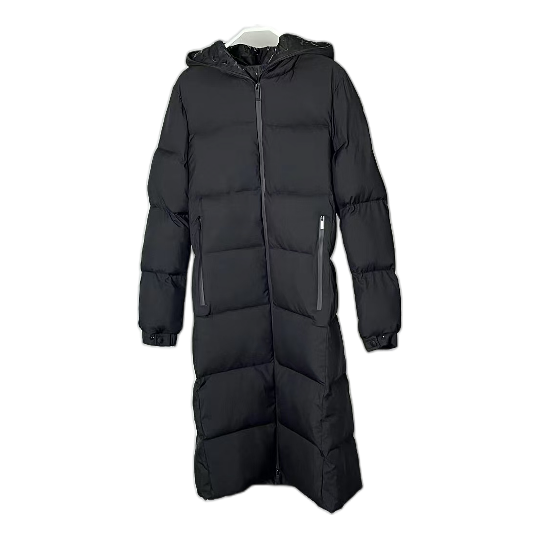 Moncler Matte Zip-Front Hooded Long Puffer Coat – Black | Premium Down
