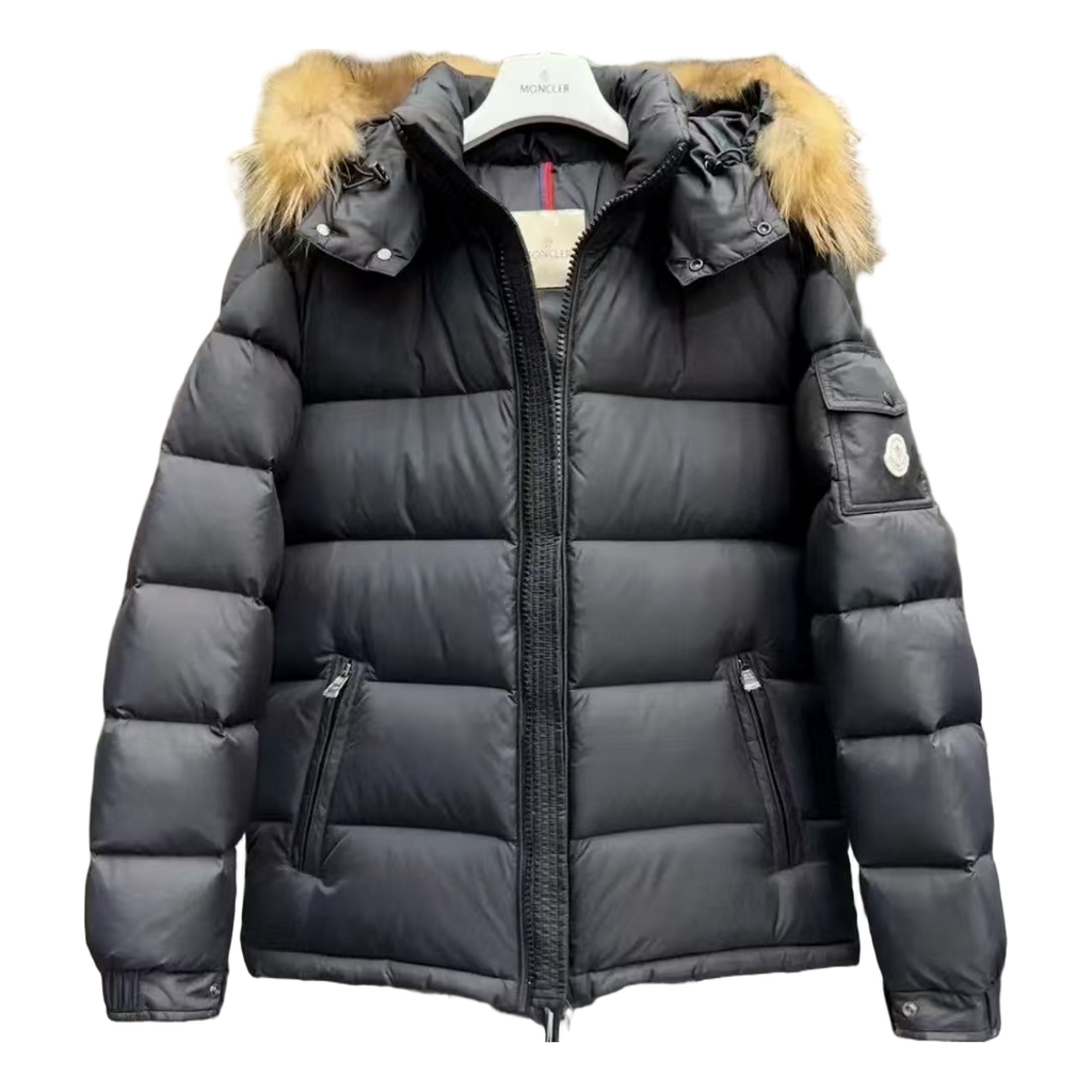 Moncler Fur-Trim Hooded Puffer – Black | Full Length | Premium Down