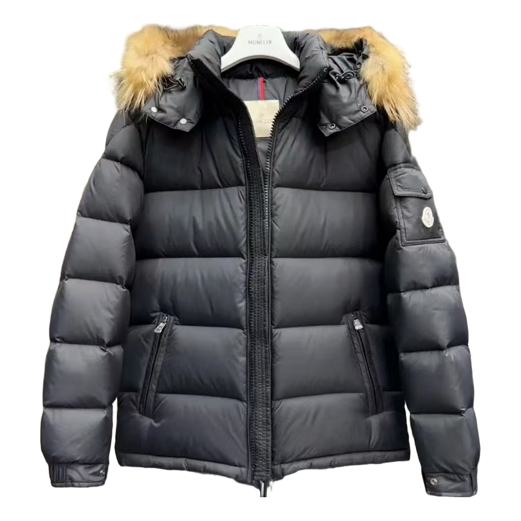 Moncler Fur-Trim Hooded Puffer – Black | Full Length | Premium Down
