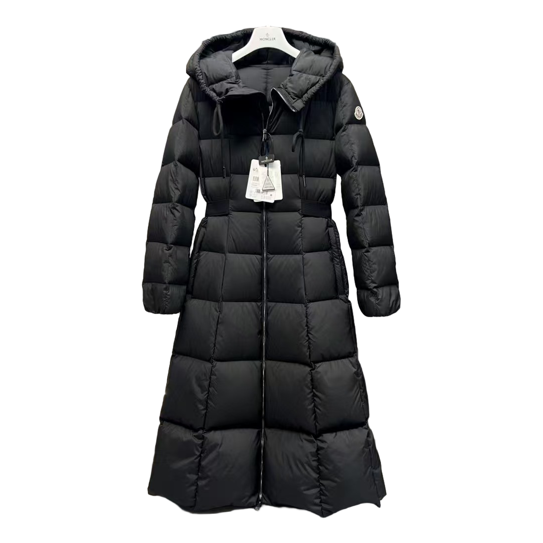 Moncler Fitted Long Hooded Puffer – Black | Fitted Long Coat | Premium Down