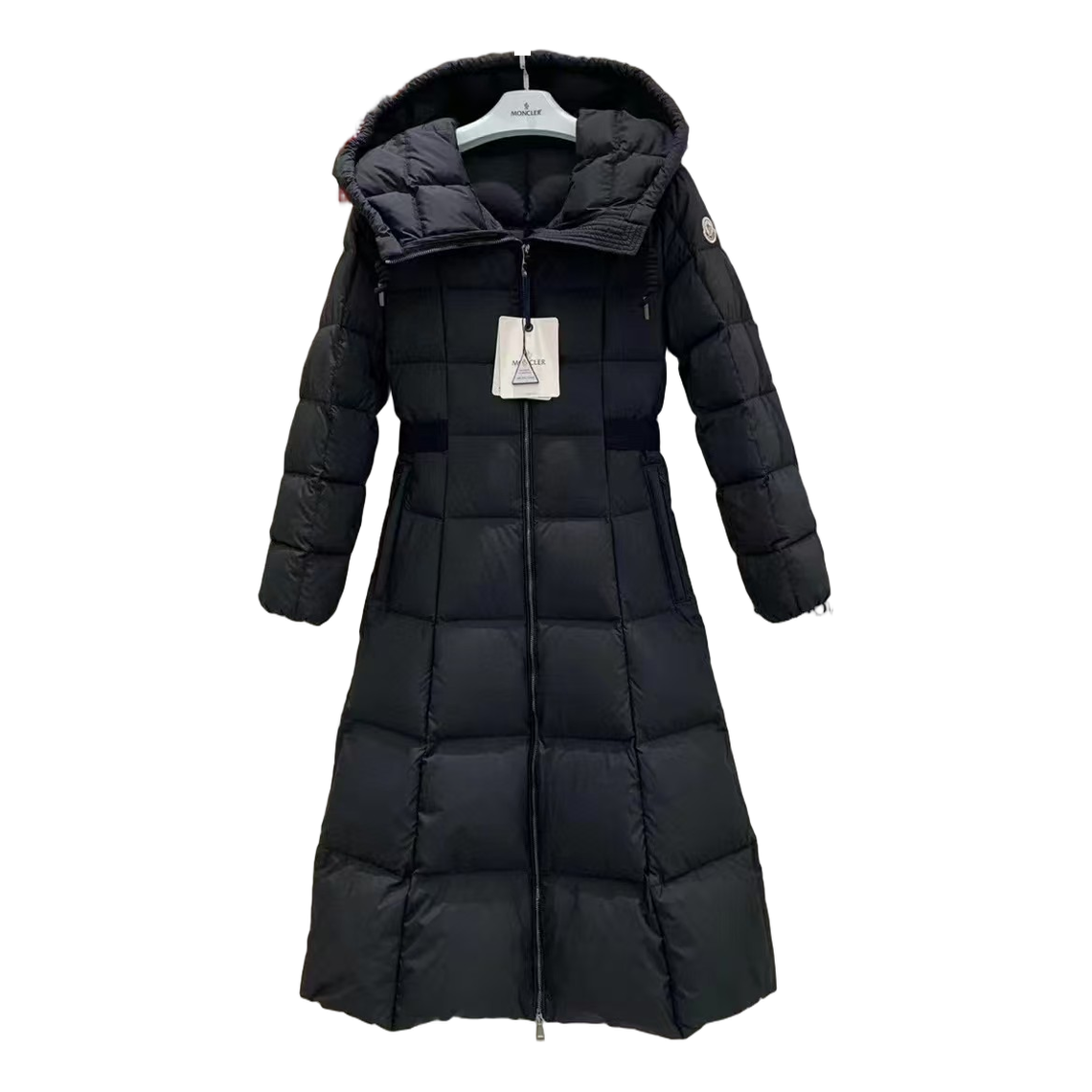Moncler Fitted Long Hooded Puffer – Black | Fitted Long Coat | Premium Down