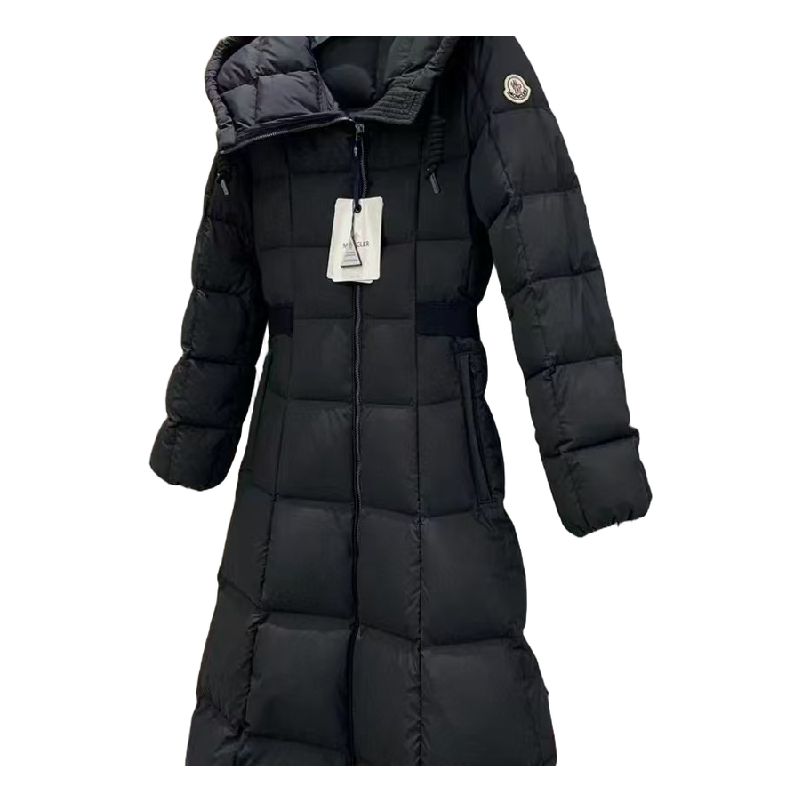 Moncler Fitted Long Hooded Puffer – Black | Fitted Long Coat | Premium Down