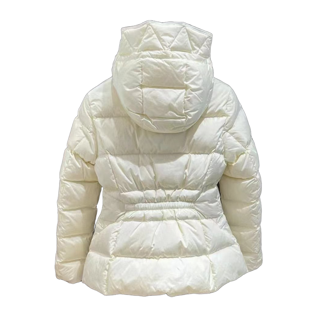 Moncler Fitted Hooded Short Puffer – Ivory | Cropped Fitted | Premium Down
