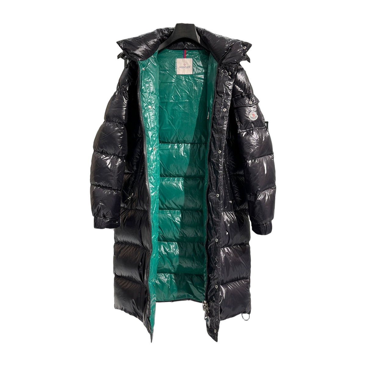 Moncler Hanoverian Glossy Hooded Long Puffer Coat – Premium Down | High-Shine