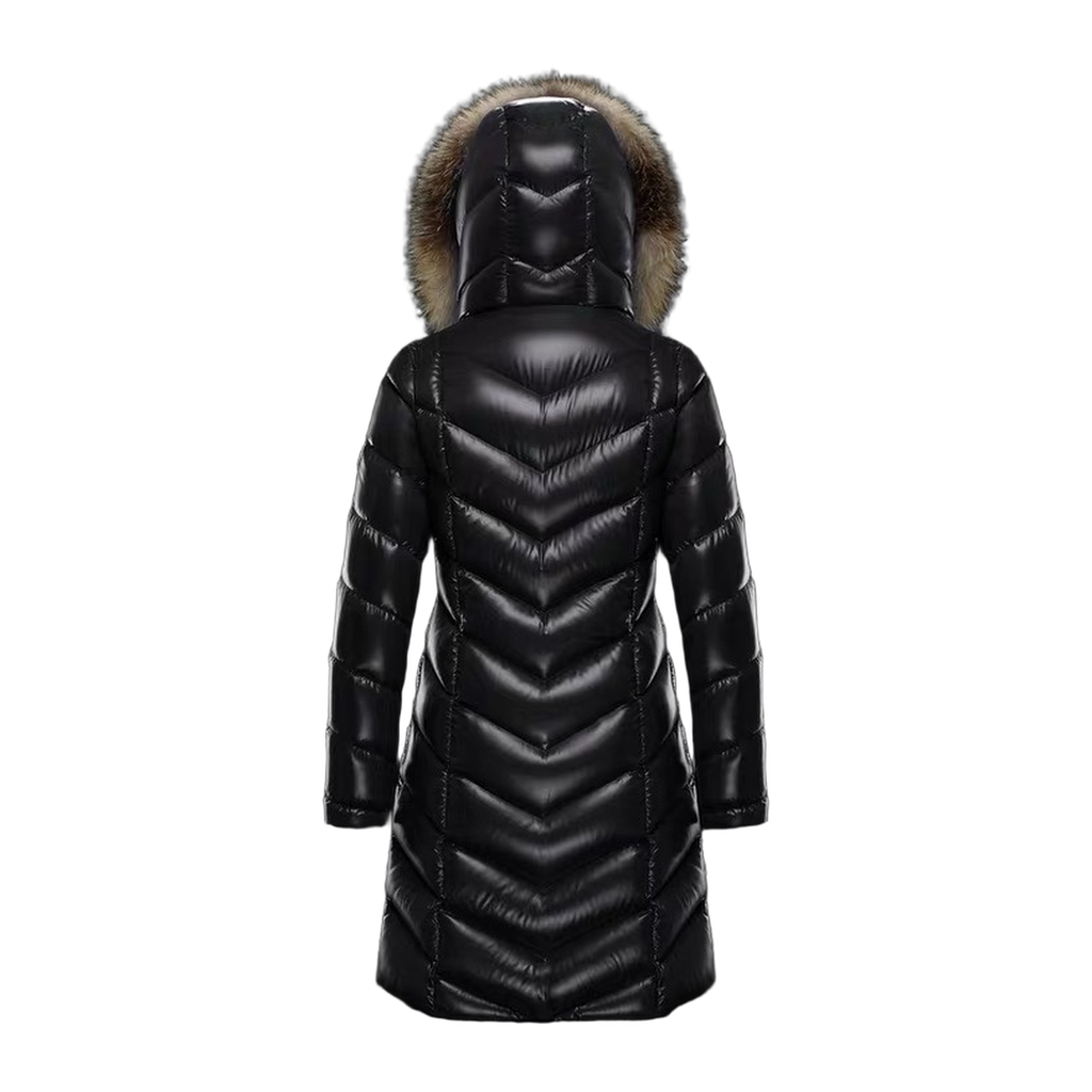 Moncler Fulmarus Chevron-Quilted Fur-Trim Long Coat – Premium Down | Chevron & Fur