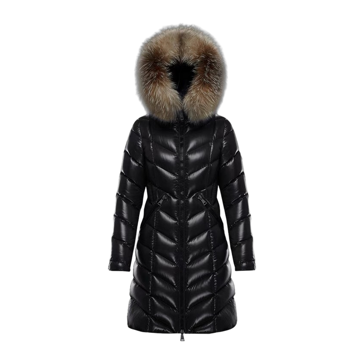 Moncler Fulmarus Chevron-Quilted Fur-Trim Long Coat – Premium Down | Chevron & Fur