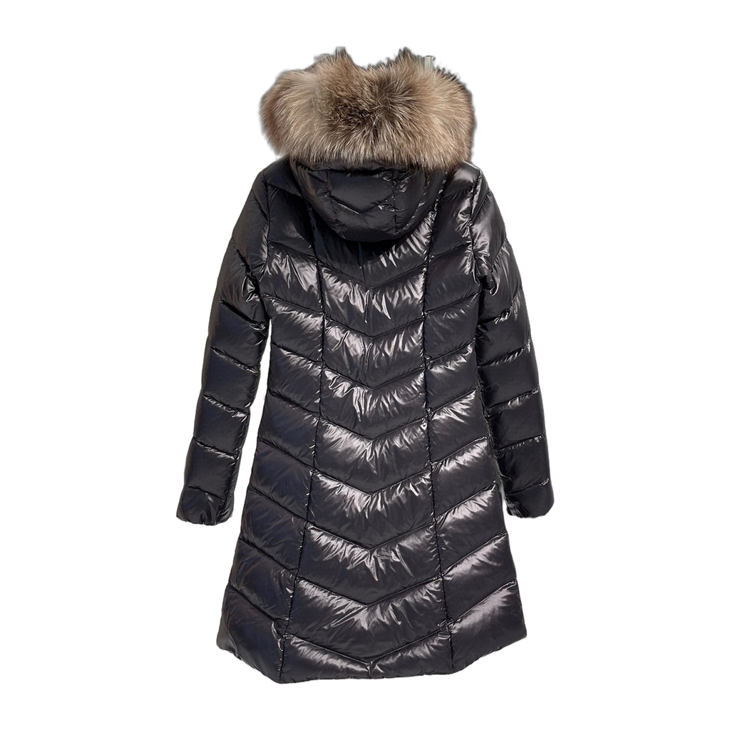 Moncler Fulmarus Chevron-Quilted Fur-Trim Long Coat – Premium Down | Chevron & Fur