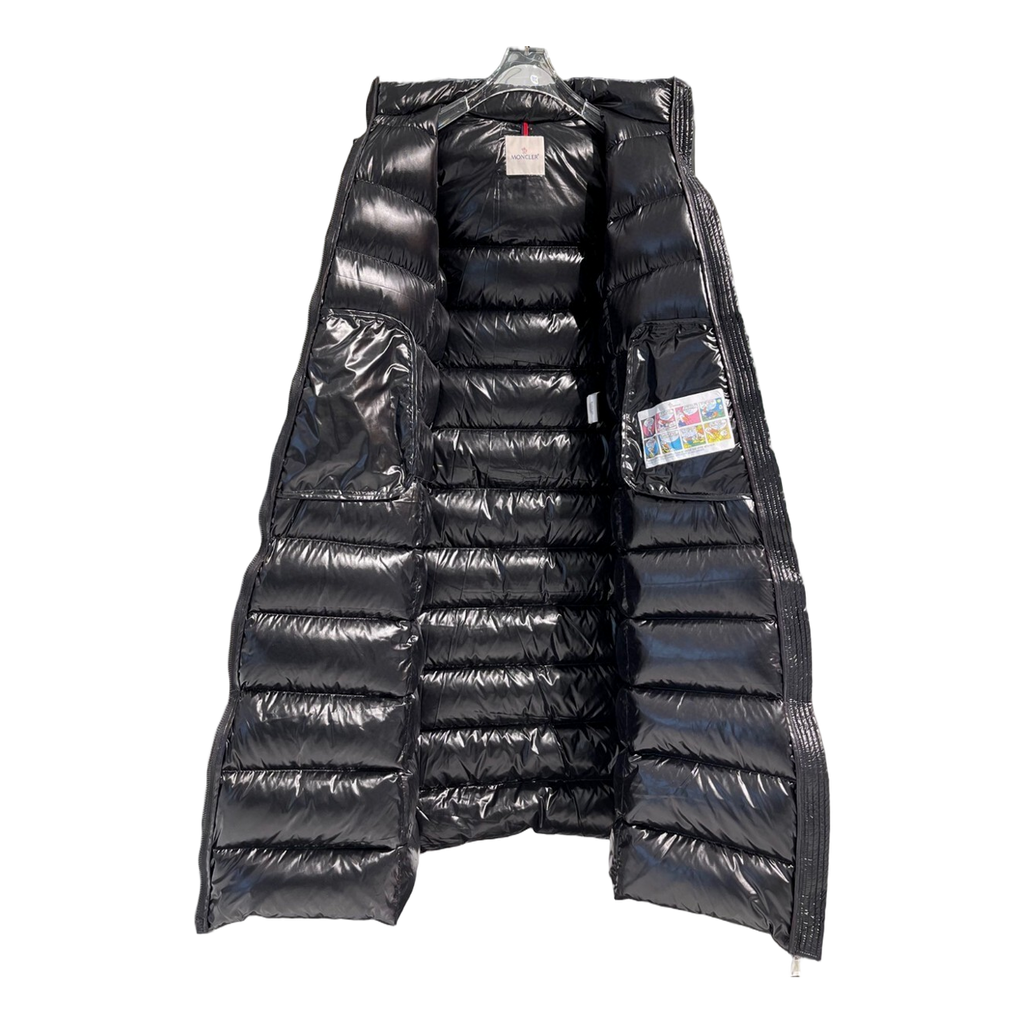 Moncler Glossy Fur-Trim Hooded Long Puffer Coat – Premium Down | Glossy & Fur