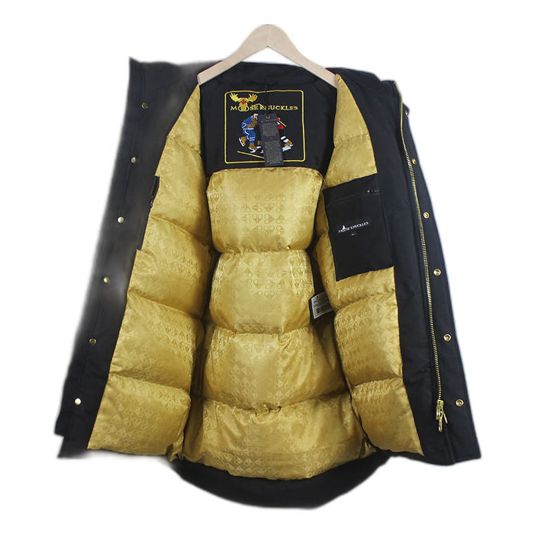 Moose Knuckles Stag Lake Parka – Gold Trim & Fur Hood | Black