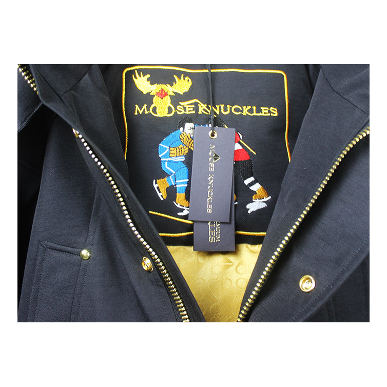 Moose Knuckles Stag Lake Parka – Gold Trim & Fur Hood | Black