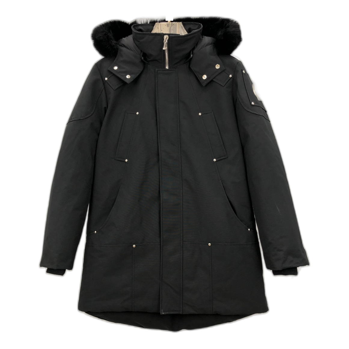 Moose Knuckles Curved-Hem Hooded Parka – Fur Trim | Black
