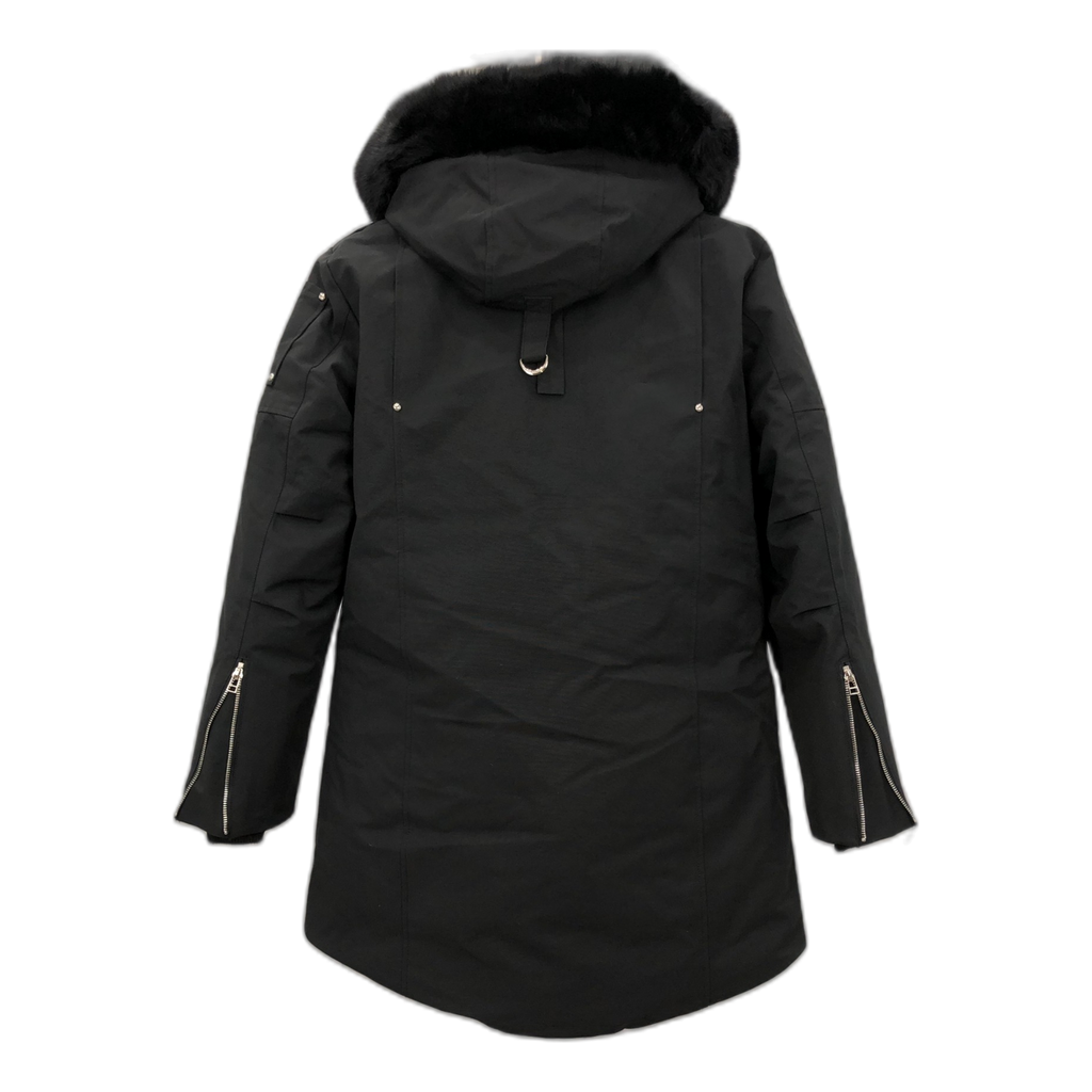 Moose Knuckles Curved-Hem Hooded Parka – Fur Trim | Black