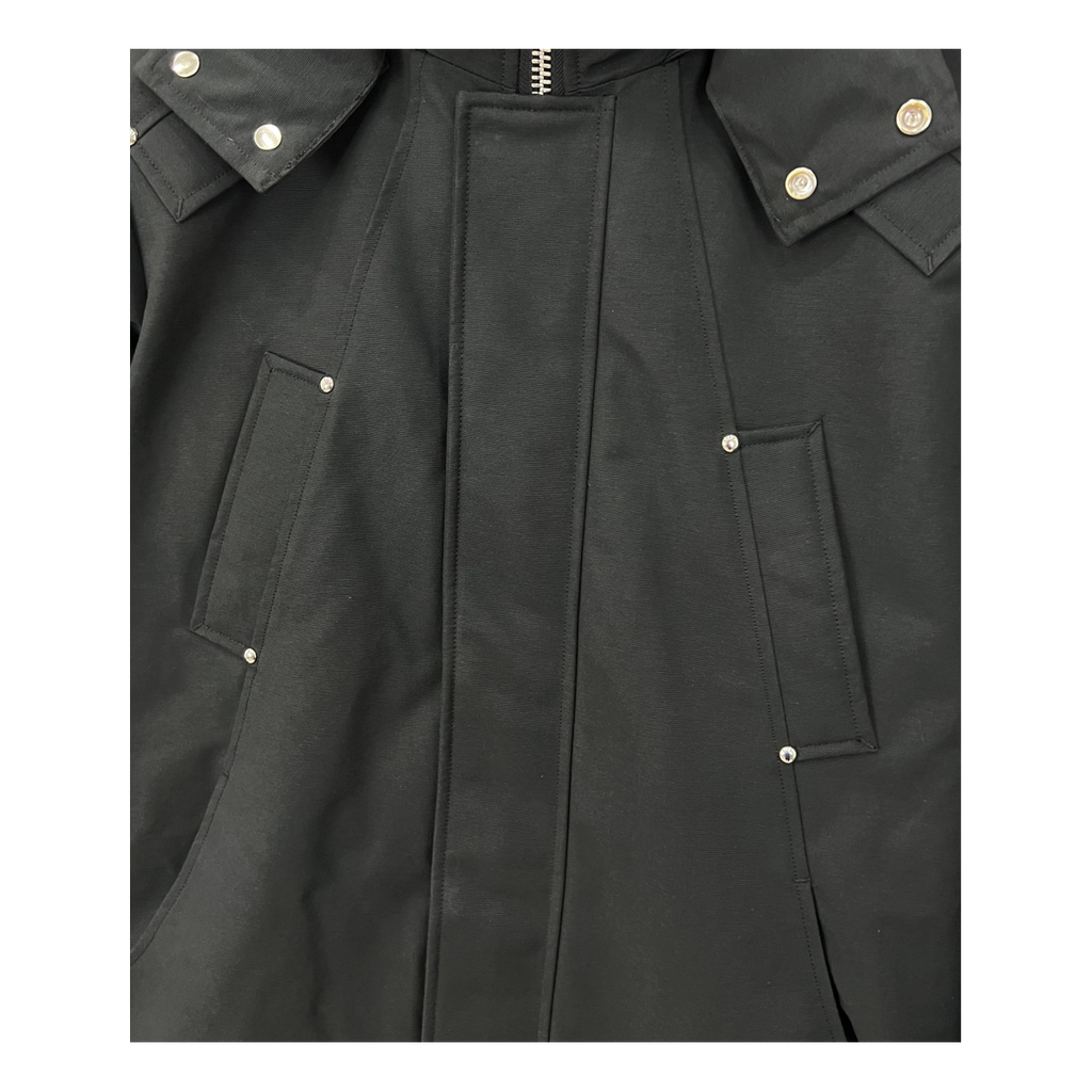 Moose Knuckles Curved-Hem Hooded Parka – Fur Trim | Black