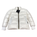 Moose Knuckles Logo-Zip Quilted Puffer Bomber – Off White | Canadian Down