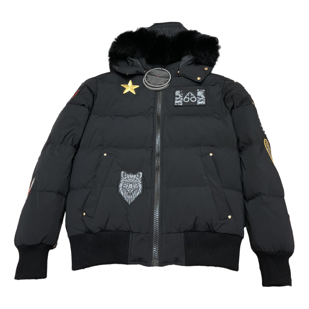 Moose Knuckles Patch-Detail Hooded Bomber – Black | Canadian Down