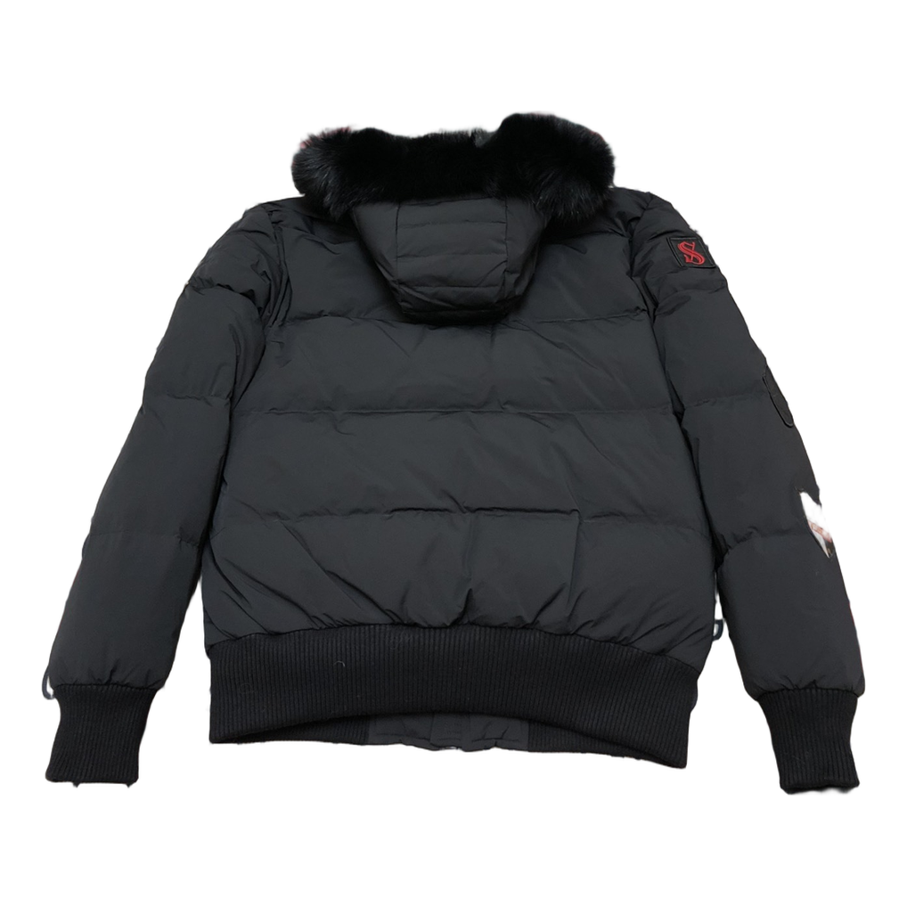 Moose Knuckles Patch-Detail Hooded Bomber – Black | Canadian Down