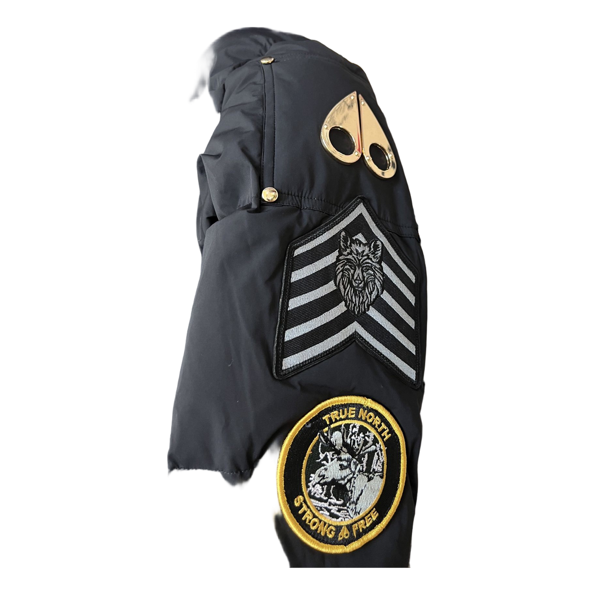 Moose Knuckles Patch-Detail Hooded Bomber – Black | Canadian Down
