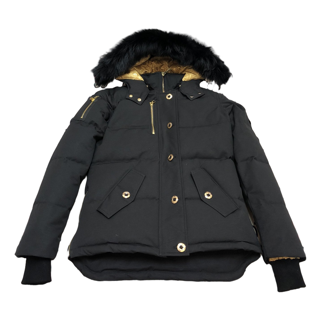 Moose Knuckles Gold 3Q Hooded Puffer – Fur Trim | Black