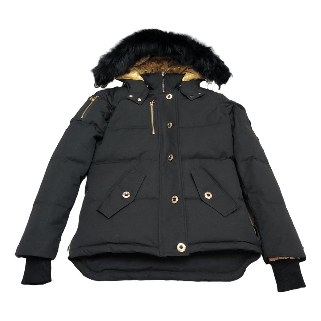 Moose Knuckles Gold 3Q Hooded Puffer – Fur Trim | Black